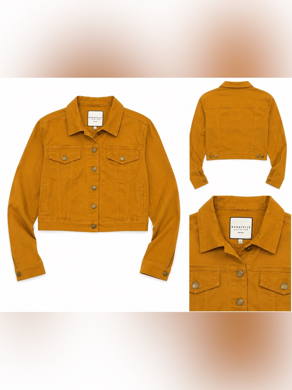 Bagatelle Mustard Yellow Stretch Denim Trucker Jean Jacket